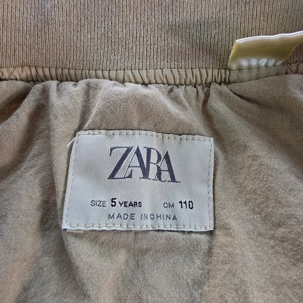 Zara Kids Tan Khaki Quilted Bomber Jacket Size 5 Years 110cm Full Zip Coat